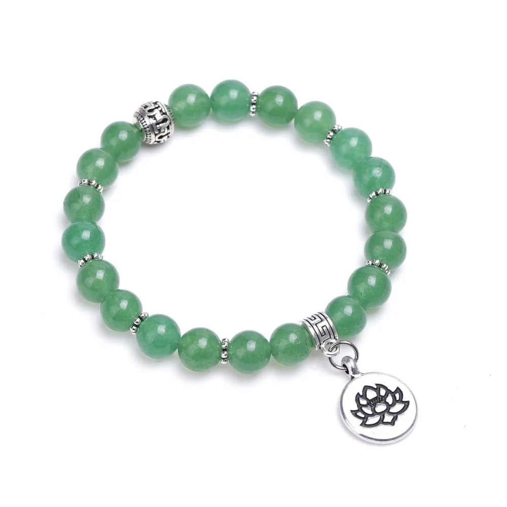 Креативный цветок камень Шарм украшения зеленый круглый браслет из бисера