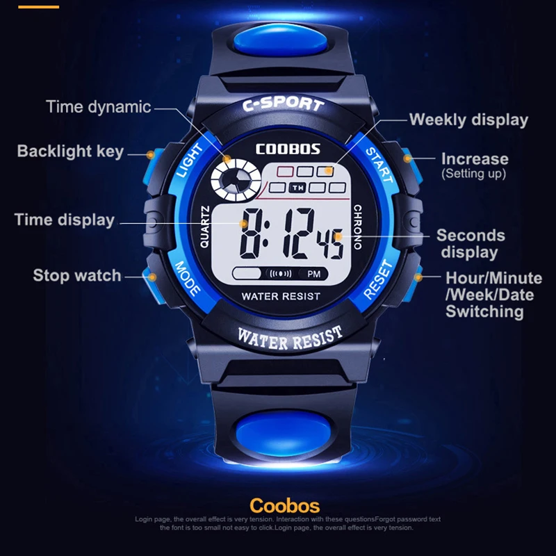 Детские наручные часы для мальчиков спортивные цифровые электронные элегантные