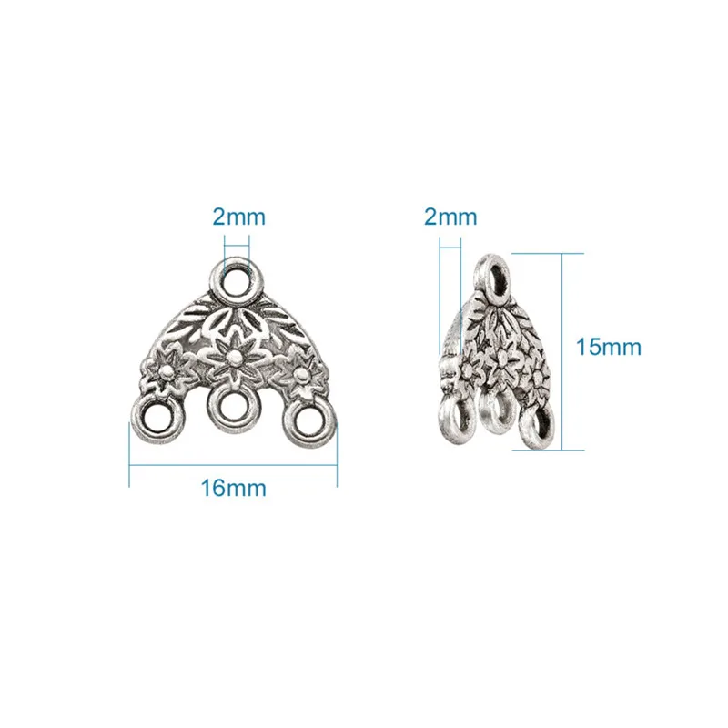15x16x2mm 20 шт Античная Серебряная шляпа/цветок/луна-образный Тибетский Стиль Люстра компоненты звенья соединители для DIY серьги ожерелье изготовление - Цвет: 15x16x2mm