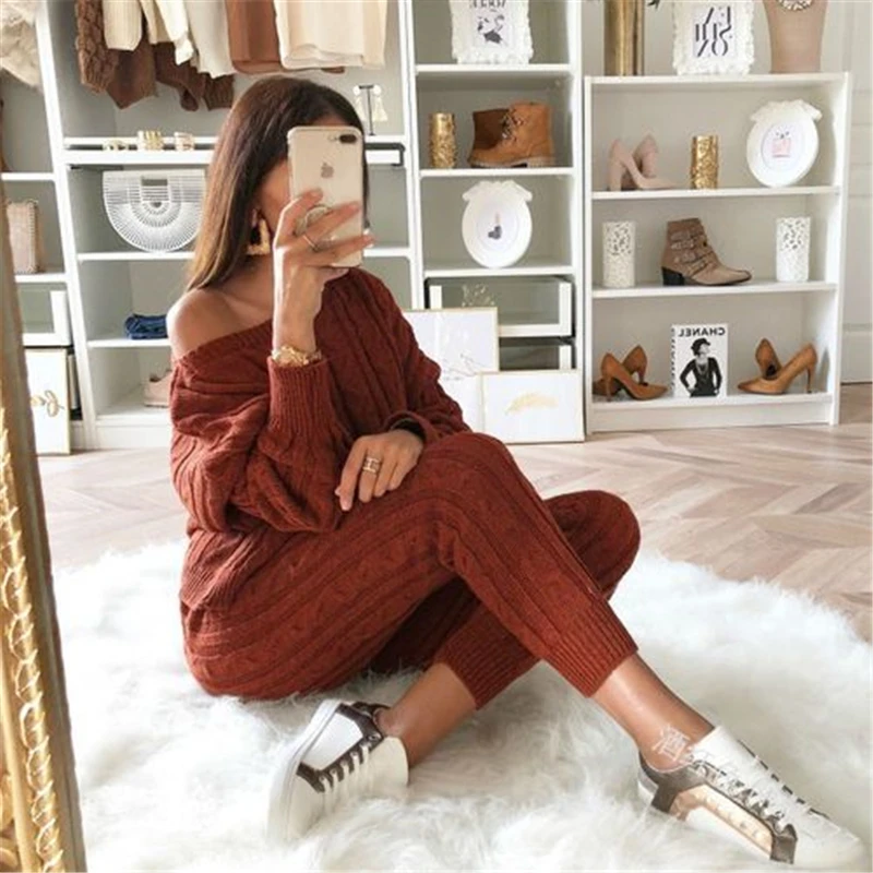 2019 New Casual Women Sweaters Clothes Sets Autumn Winter Cool Knitted Fashion Outfits High Quality Hot Sell Plus Size |