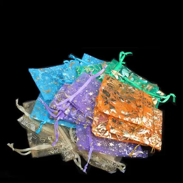 50 шт./лот подарочные сумки из органзы разноцветные яркие сумочки для вечеринки