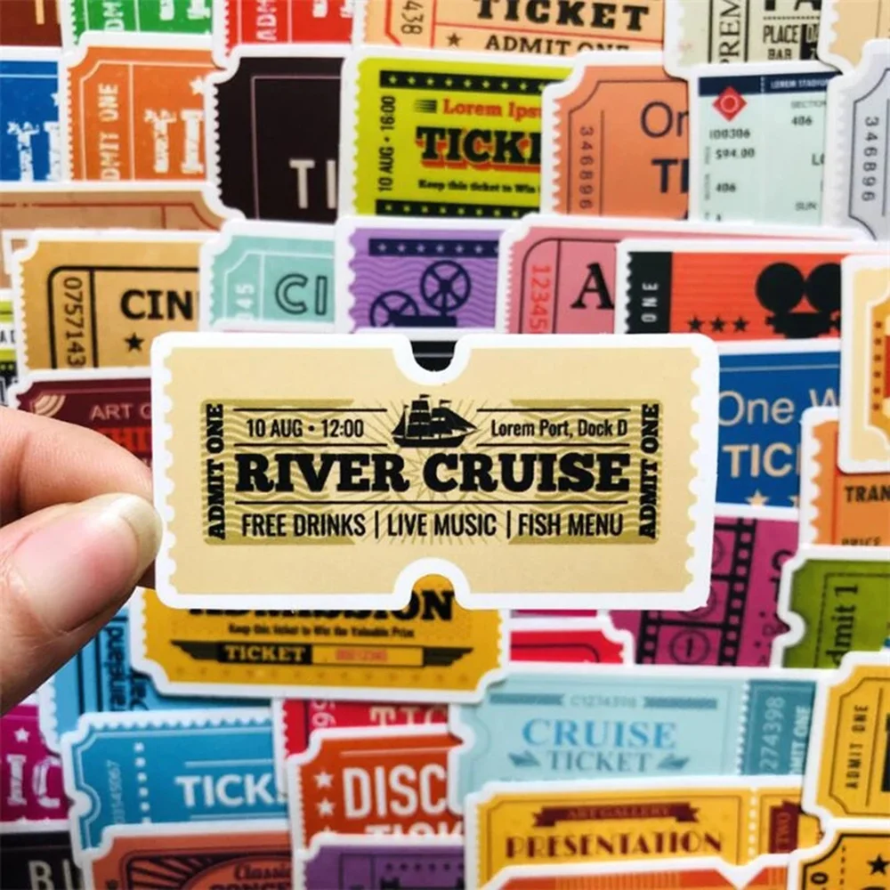 

10/30/50PCS airline boarding pass ticket movie ticket retro waterproof helmet skateboard graffiti sticker decoration wholesale