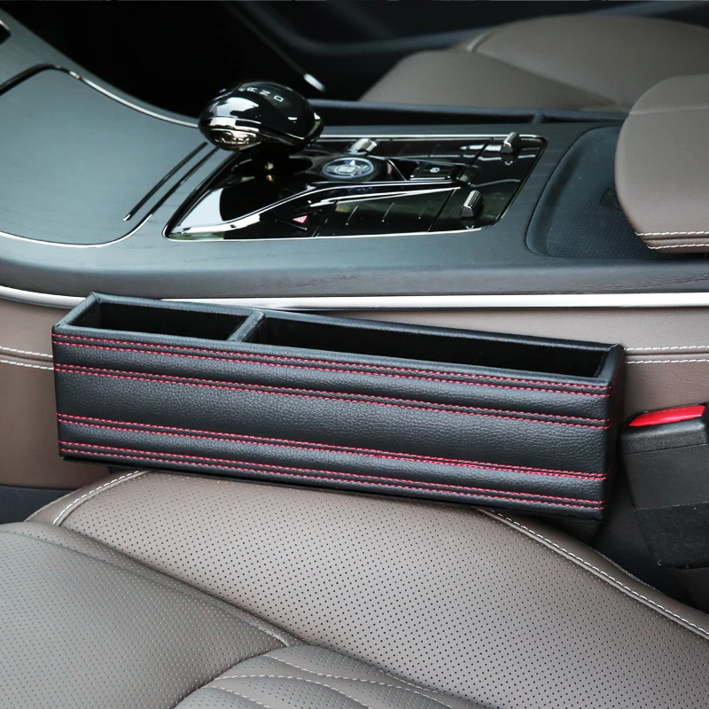 

Car slot storage box interior decoration accessories vehicle auto seat middle gap filler organizer phone card holder leather