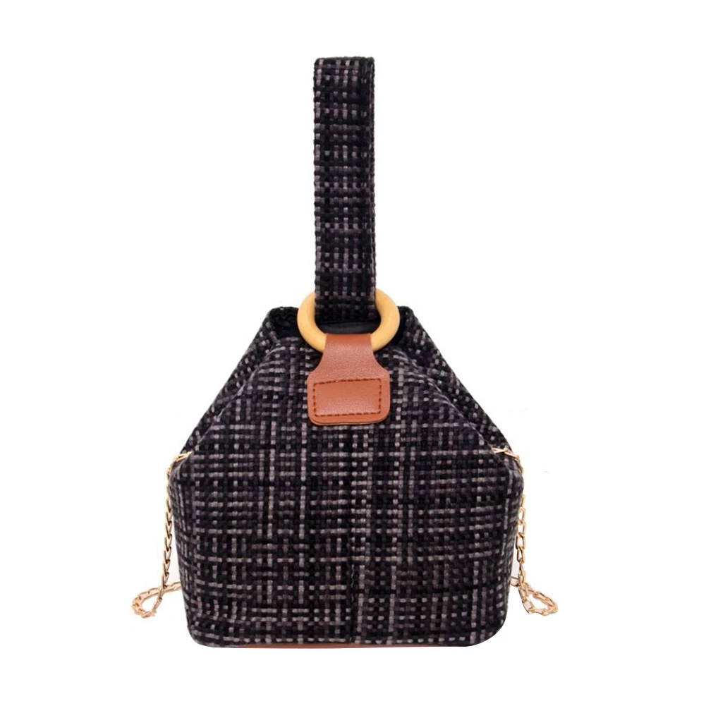 

Retro Chain Portable Shoulder Bags Popular Simple Female Daily Bag Fashion Plaid Woven Women Crossbody Handbag