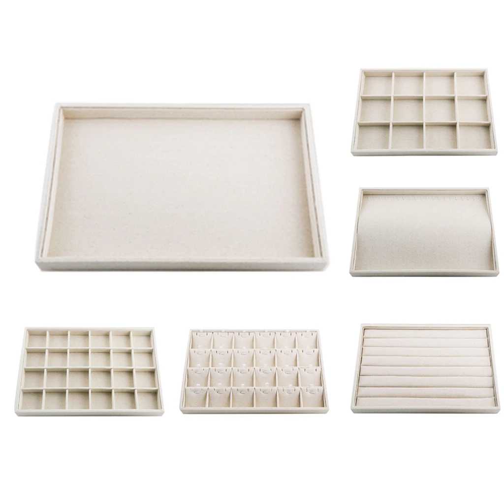 Льняные стекируемые ювелирные изделия лоток Цепочки и ожерелья Показать чехол