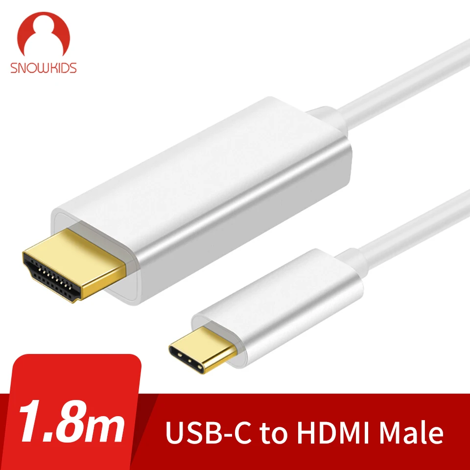 Видеокабель конвертер Snowkids Type C на HDMI для MacBook Huawei Mate 30 Pro iPad адаптер концентратор