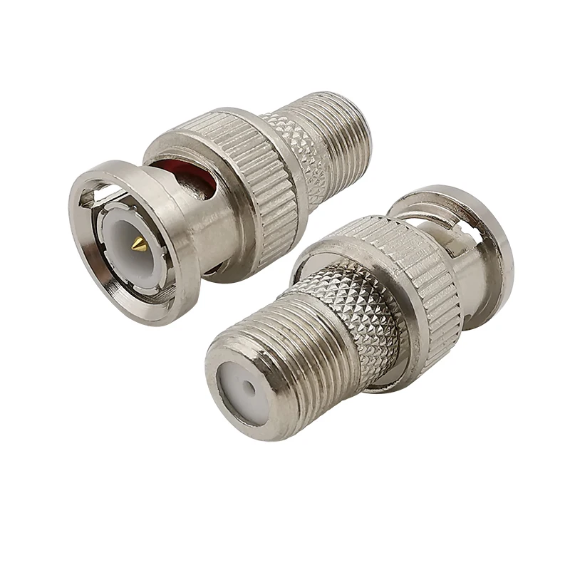 2Pcs BNC Male Plug to F Female Jack RF Coax Adapter Metal Silver F-Type Coaxial Connector for CCTV Camera | Обустройство дома