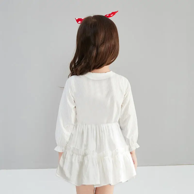 

Spring/Autumn Girls Dress New White Little Girl Cotton Princess Dress Children Baby Dress