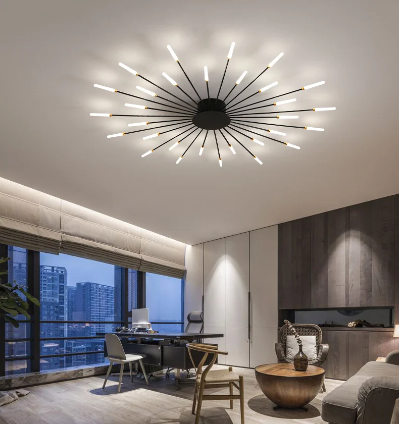 Lámpara de techo LED de fuegos artificiales, iluminación minimalista y moderna de estilo nórdico para el hogar, sala de estar y dormitorio