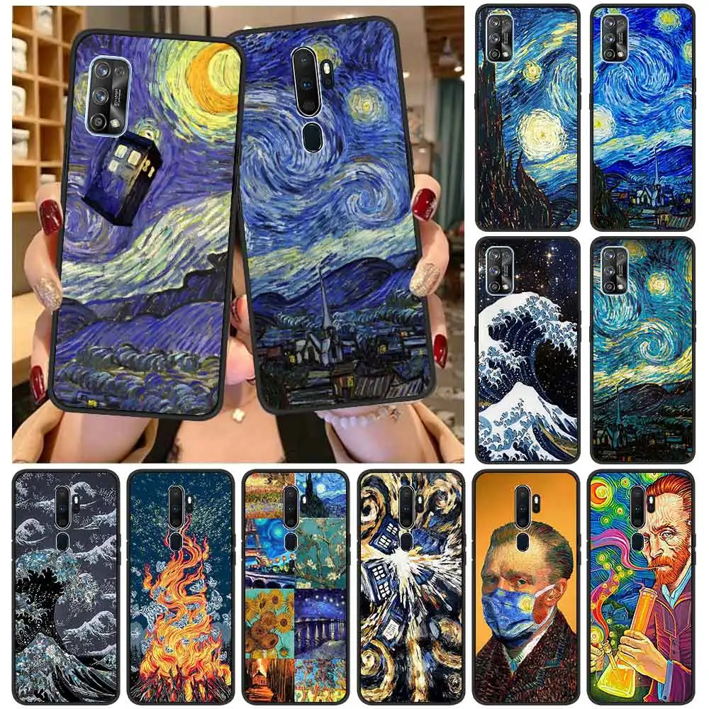 

Van Gogh Aesthetic Art Bag Fundas Case For Oppo A52 A53 Silicone Soft TPU Black Cover For Oppo A9 2020 Luxury Shockproof Shell