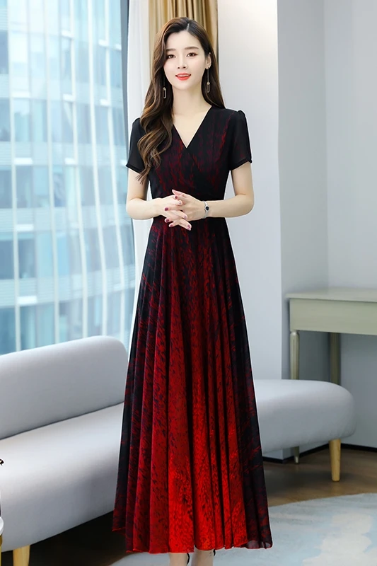 

COIGARSAM 4XL Plus Size Women Long dress New Summer Dresses Red Yellow Blue 5841