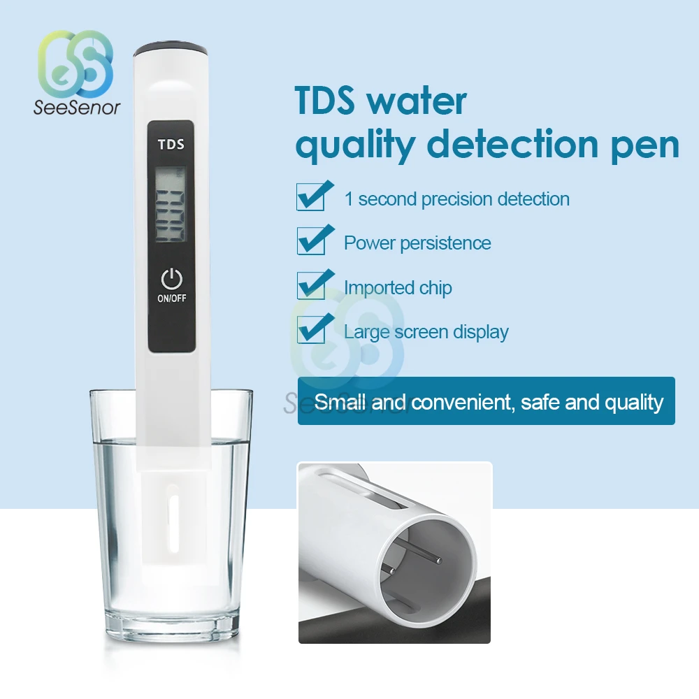 

TDS-M3 TDS Meter Tester Digital Water Tester Pen 0-9990ppm LCD Water Purity PPM Aquarium Filter for Aquarium Pool Water Monitor