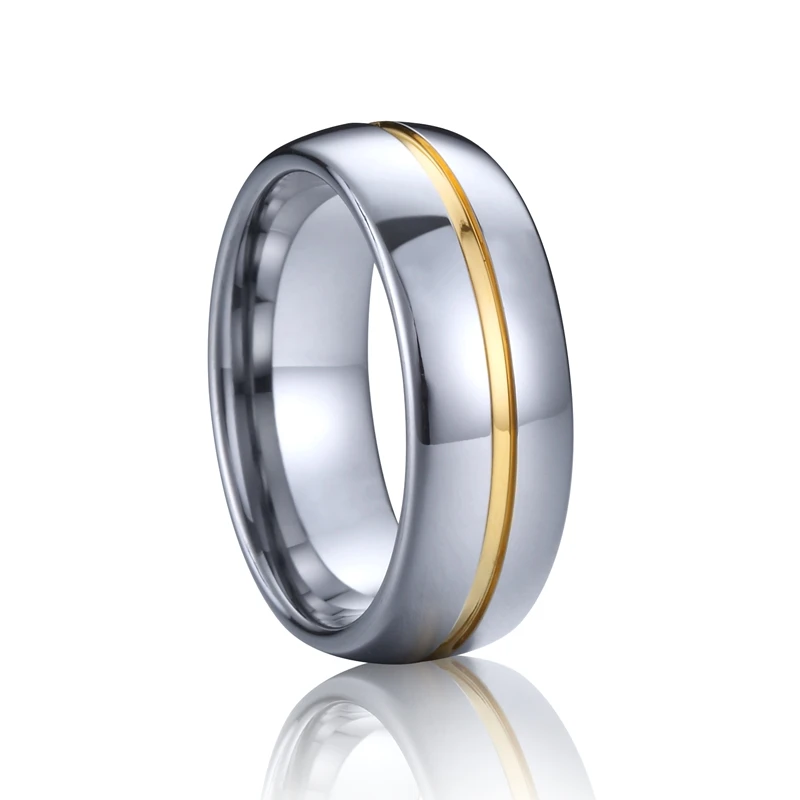 

Wholesale Classic Two Color Gold plated 8mm wedding band tungsten rings men jewelry