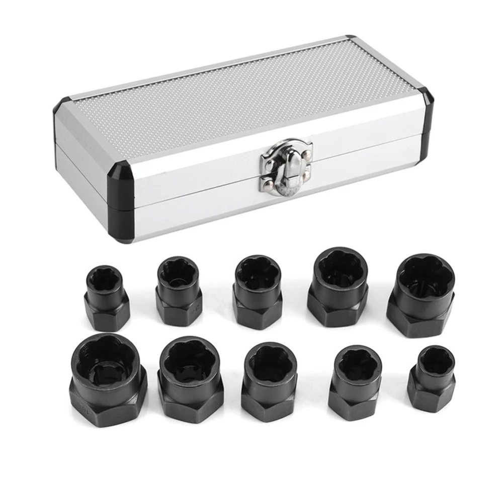 

10pcs/Set Bolt Nut Remover Kit Bolt Extractor Damaged Hexagon Screw Nut And Bolt Extractor Bolt Remover Hand Tool Sleeve Bolt