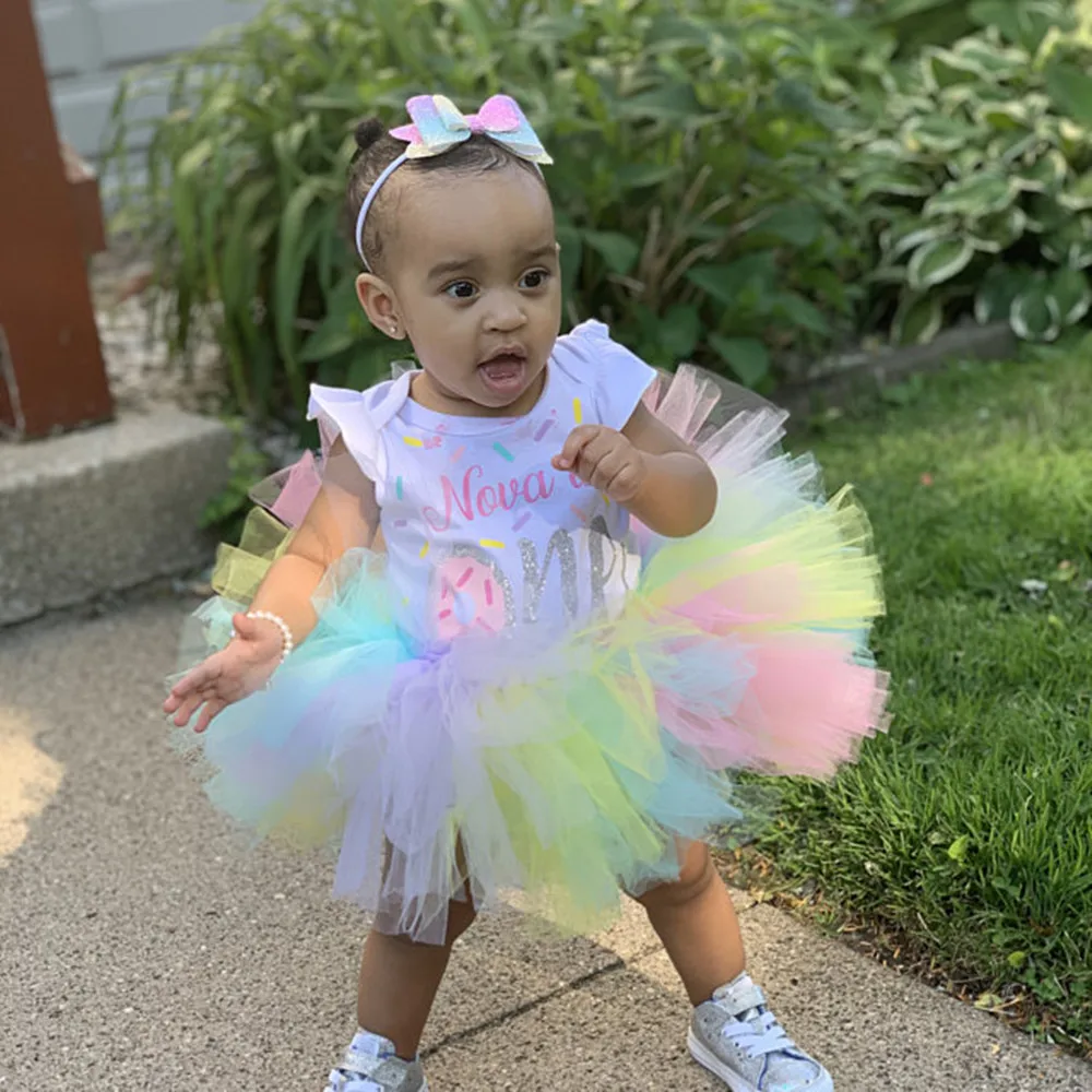 

Customized Rainbow unicorn girl birthday outfit Personalize name age any Character baptism baby shower body tutu set cake smash