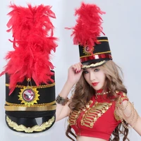 guard of honor jazz dance band hat drums black military cap red feather hat steampunk hat cells at work cosplay cells at work