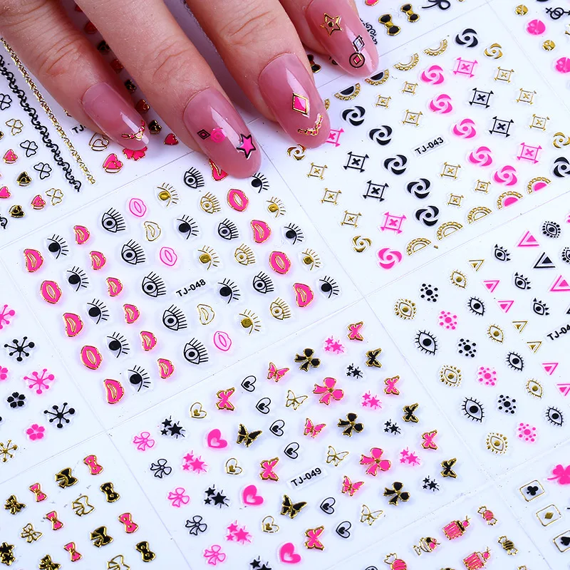 

30pcs Big Nail Sticker woman nail art sticker brand 3D nail sticker Set Mixed Floral Geometric nail art accessories N0020