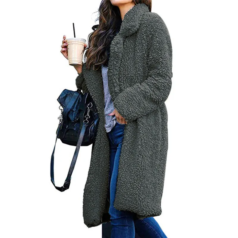 

Lamb Velvet Coat Winter Women Jacket Streetwear Casual Slim Warm Long Sleeve Cardigan Casaco Femme Coat