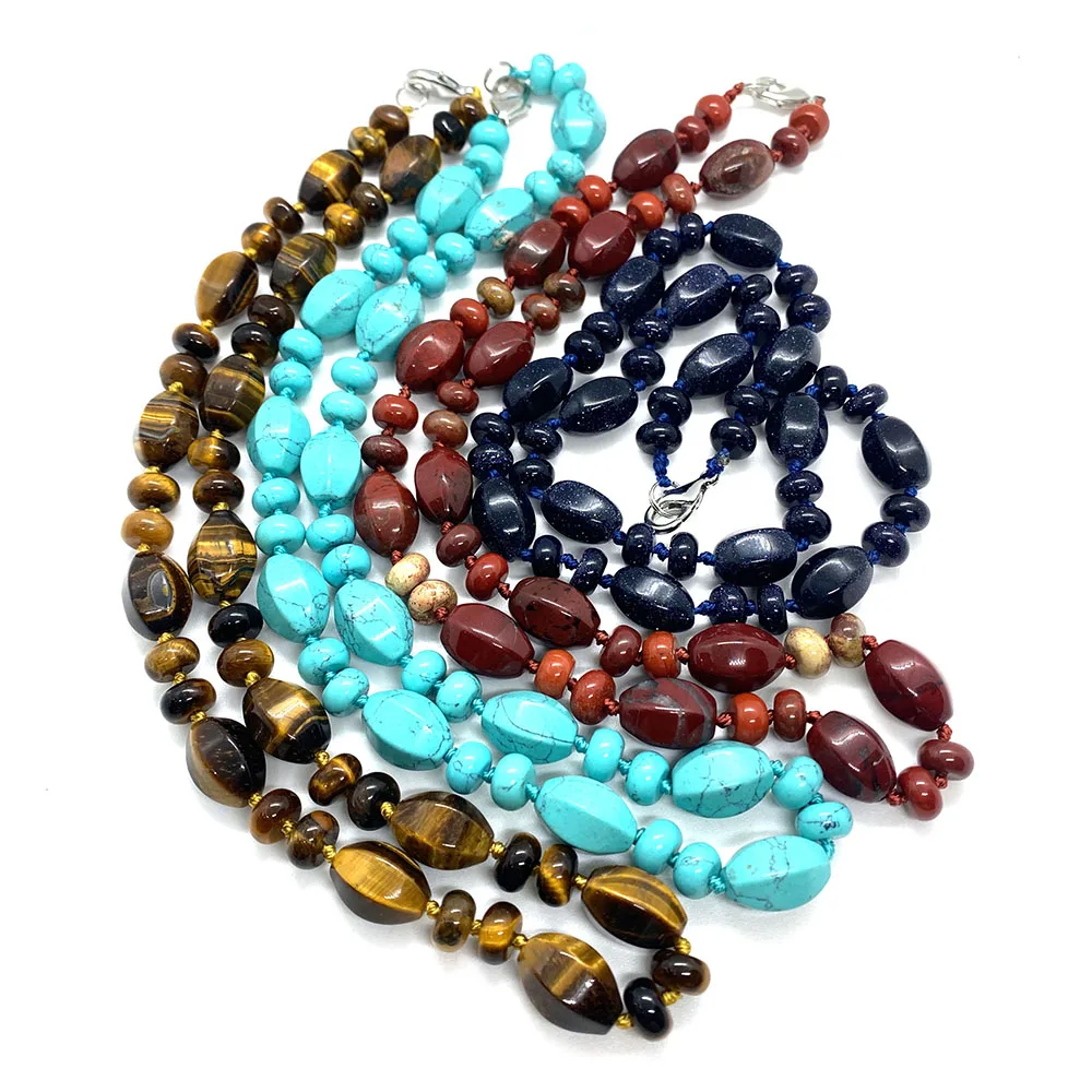 

Natural Stone Green Aventurine Blue Sandstone Amethyst 10x14mm Abacus Beads 5x9mm Fashion Necklace about 18 Inches Jewelry