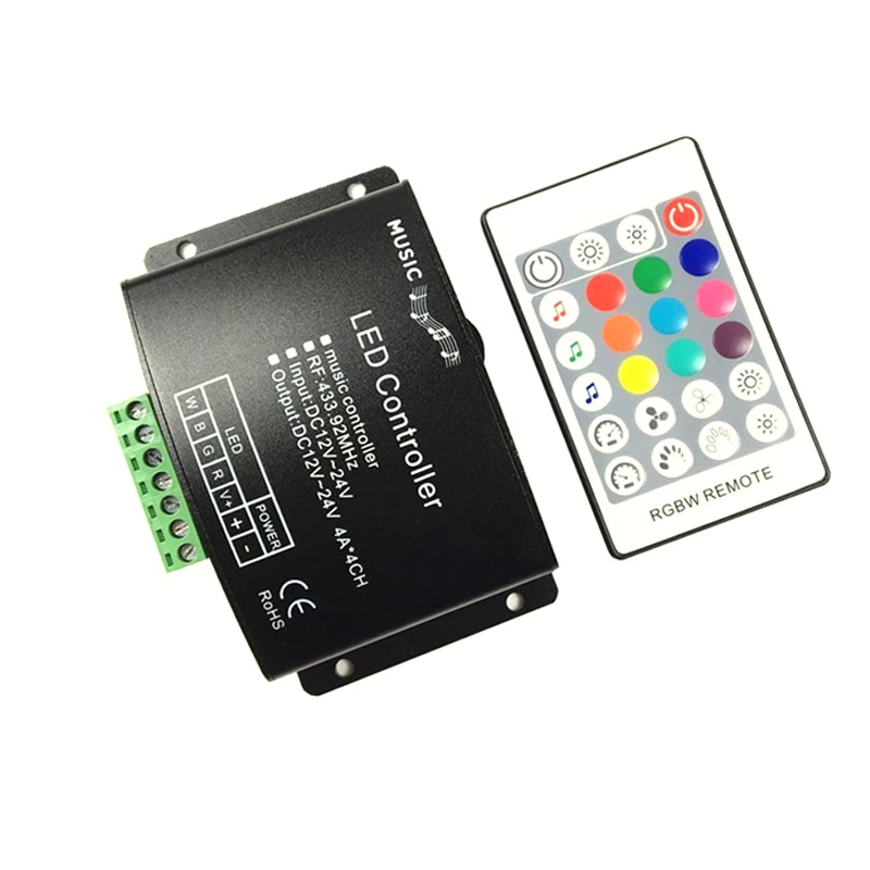 DC12V-24V Music LED Controller 24Keys RGB / RGBW RF Remote Sound Sensor Voice Audio Control For 5050 Strip Light Tape | Лампы и