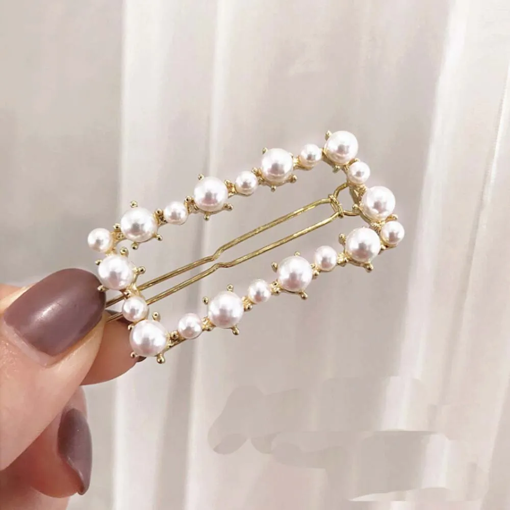 

1 PC Elegant Temperament Pearl Hairpin Korean Chic Wind Retro Bow Edge Clip Bangs Clip Hairpin Top Clip Hair Accessories