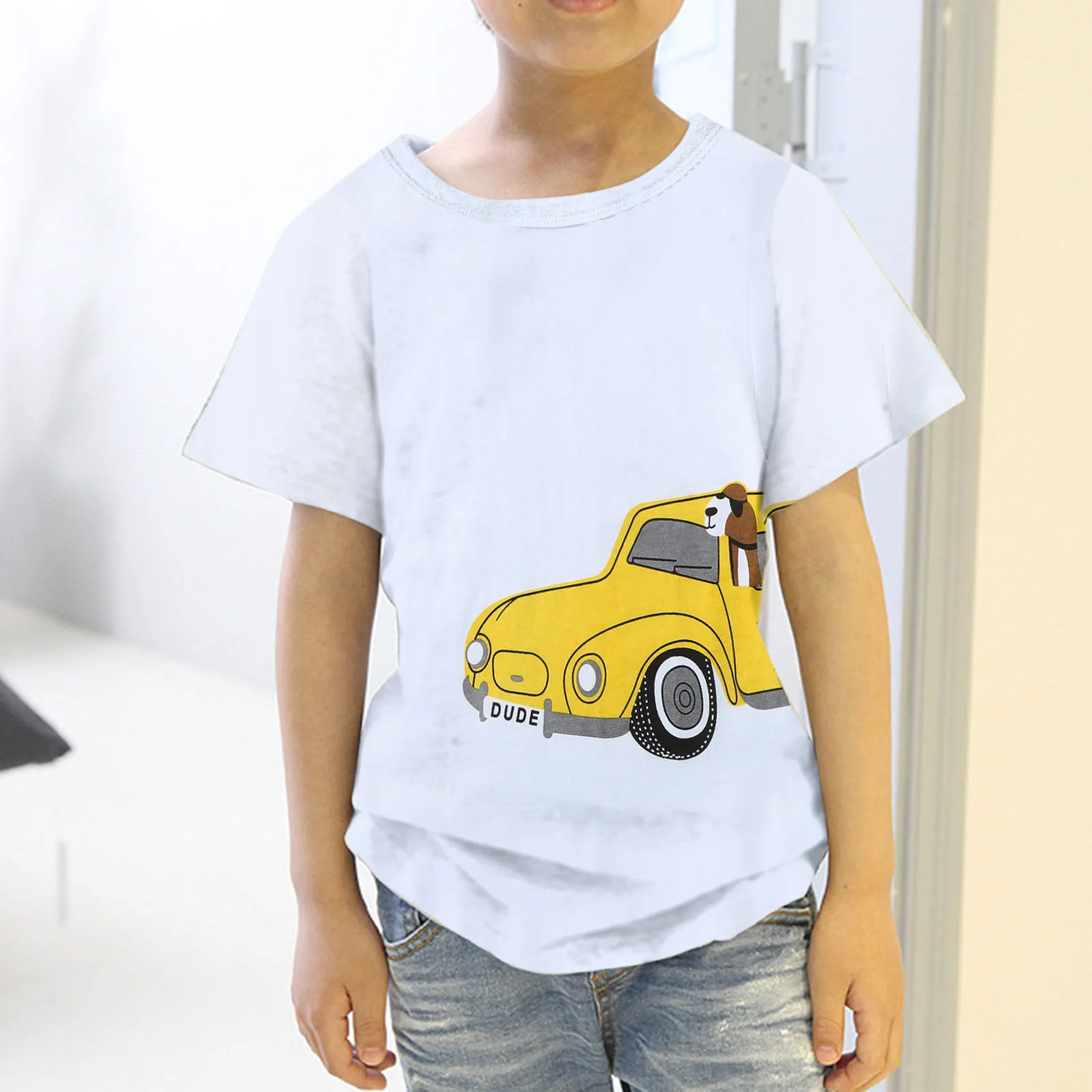 Летние детские футболки с коротким рукавом забавная футболка мультяшным