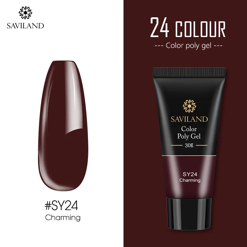 SY24 Saviland 30 г полигель акриловый гель для наращивания УФ-Гель-лак прозрачный розовый мягкий без пригорания покрытие натуральный инструмент для дизайна ногтей - Цвет: SY24
