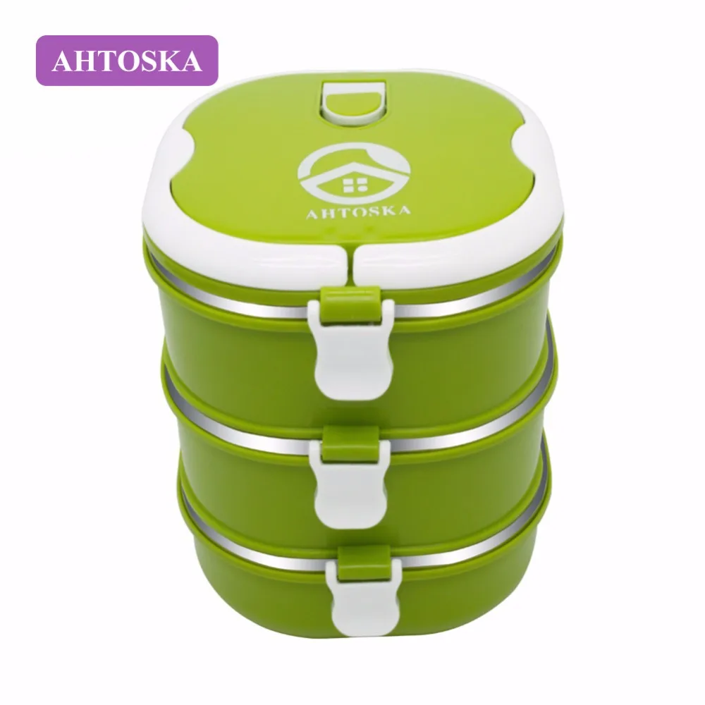 

AHTOSKA Lunch Box Top Quality Children Plastic Bento Box Food Container For Students Portable Dinnerware