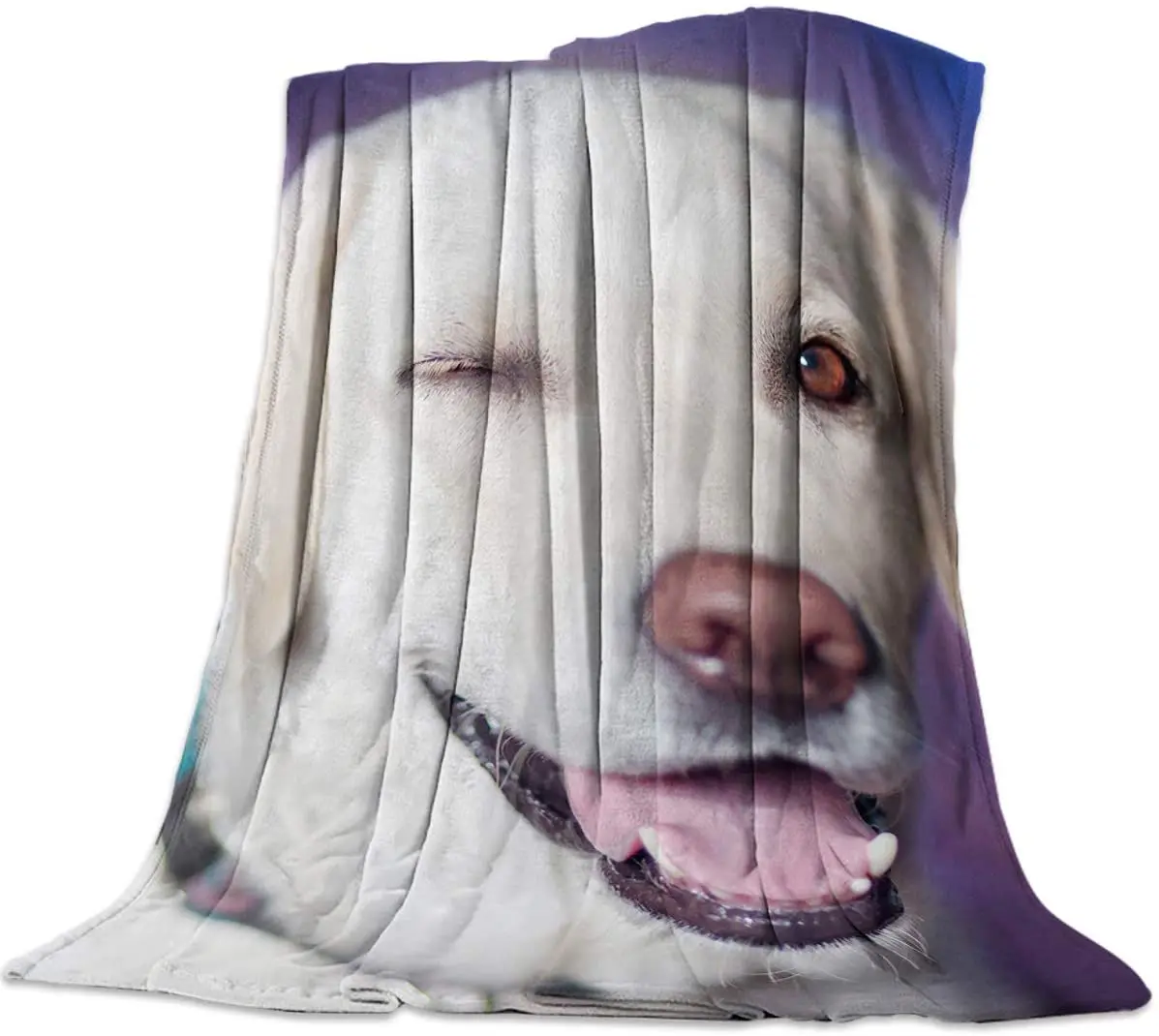 

Chucoco Similing Pet Dog Labrador Fleece Blanket Fuzzy Soft Microfiber Throw Blankets for Adults/Women/Men/Kids