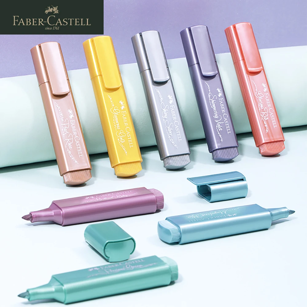 

4/8PCS German FABER-CASTELL Metal Single-head Highlighter Student Special Large-capacity Hand Account Marker