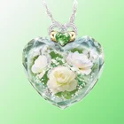 Ожерелье с кулоном изумрудно-зеленое ожерелье Элегантная подвеска в форме сердца с драгоценным камнем Модные женские ювелирные изделия Подарок на юбилей