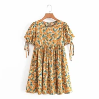 womens summer dress yellow floral print loose casual sundress holiday beach wear for lady