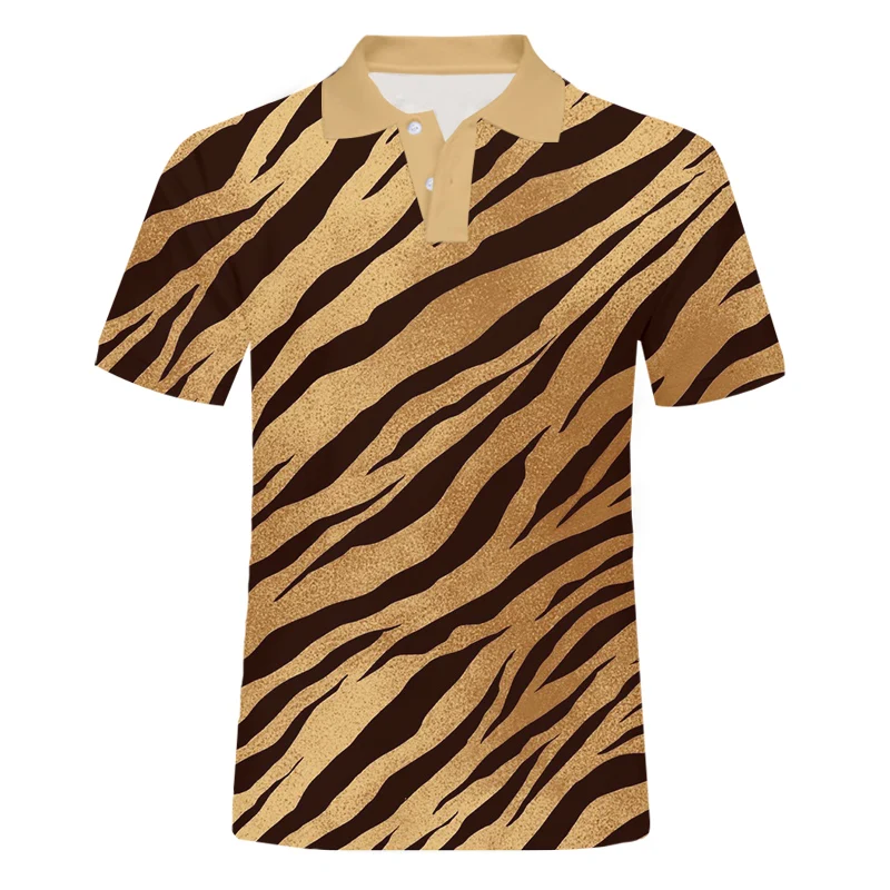 

OGKB EU/US Size Summer Man Tiger Stripes Print Polo Shirts 3D Printed Best Selling Plus Size Clothing Men's Casual Shirt 6XL
