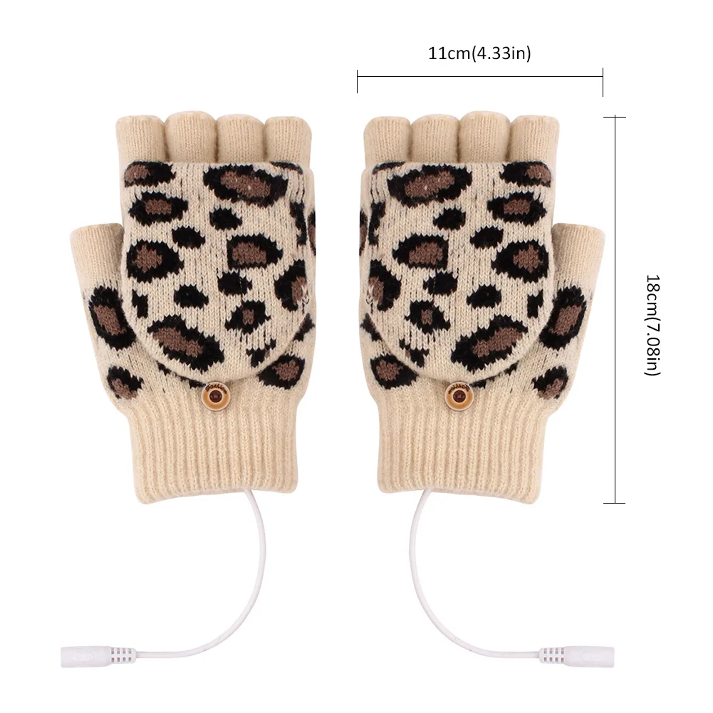 

Electric USB Heated Gloves Winter Thermal Half-Finger With Full-Finger Cover Rechargeable For Outdoor Bike Cycling Indoor Office
