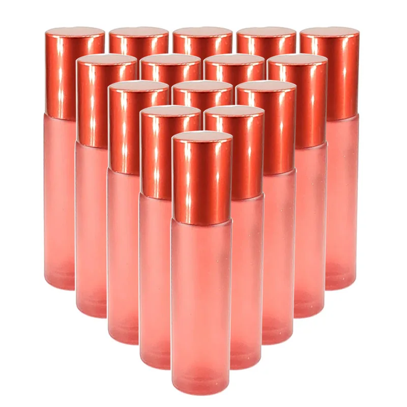 

3PCS 10ML Frosted Red Portable Glass Roller Essential Oil Bottle Travel Perfume Refillable Roll-On Bottle