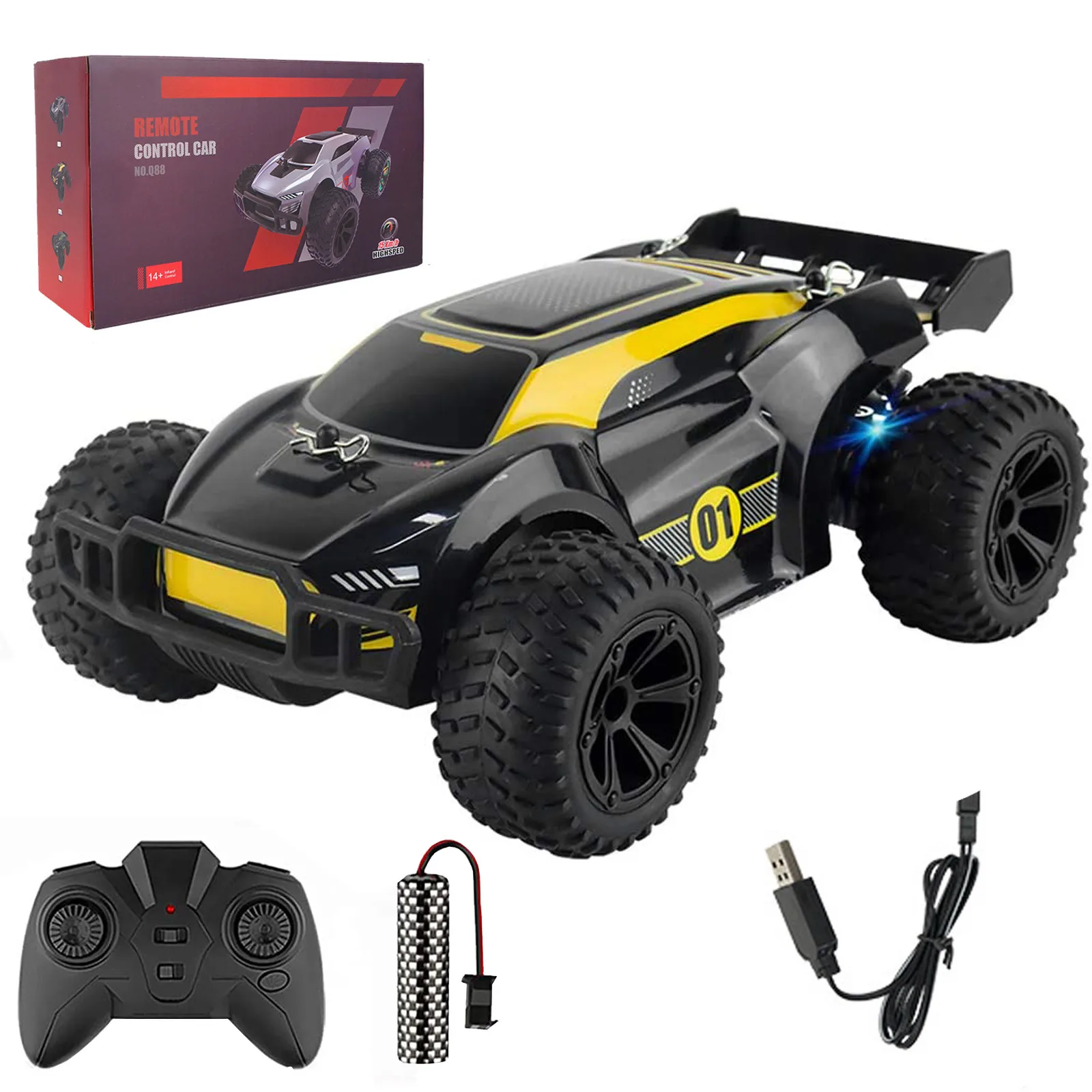 

JJRC-Q88 4WD RC Car 1:22 15km/h High-speed Racing 2.4G Off-road Outdoor Remote Control Car Climbing Car Children Toy With Light
