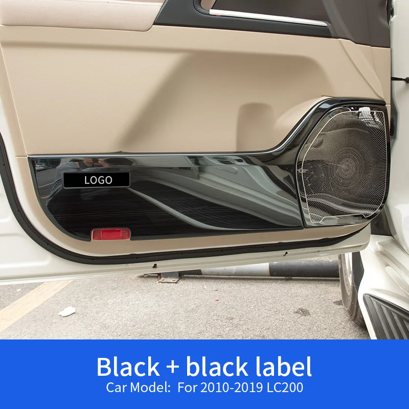 for LC200 Black Для Toyota land Cruiser LC200 Prado LC150 2010-18- защита из нержавеющей стали боковая защита края анти-удар двери коврики крышка - Название цвета: for LC200 Black