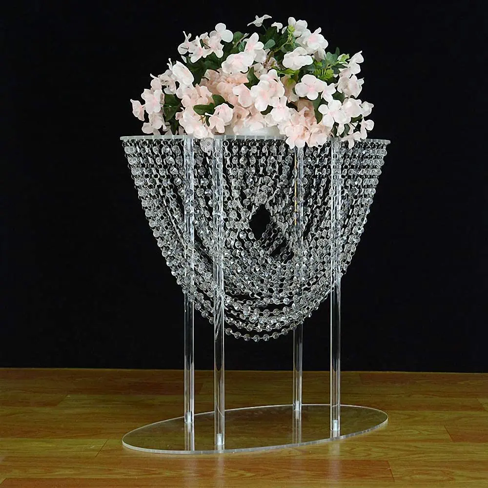 

4pcs 24 Inches Tall Wedding Crystal Centerpieces Clear Flower Chandeliers Acrylic Flower Stand Table Centerpiece Wedding Decor