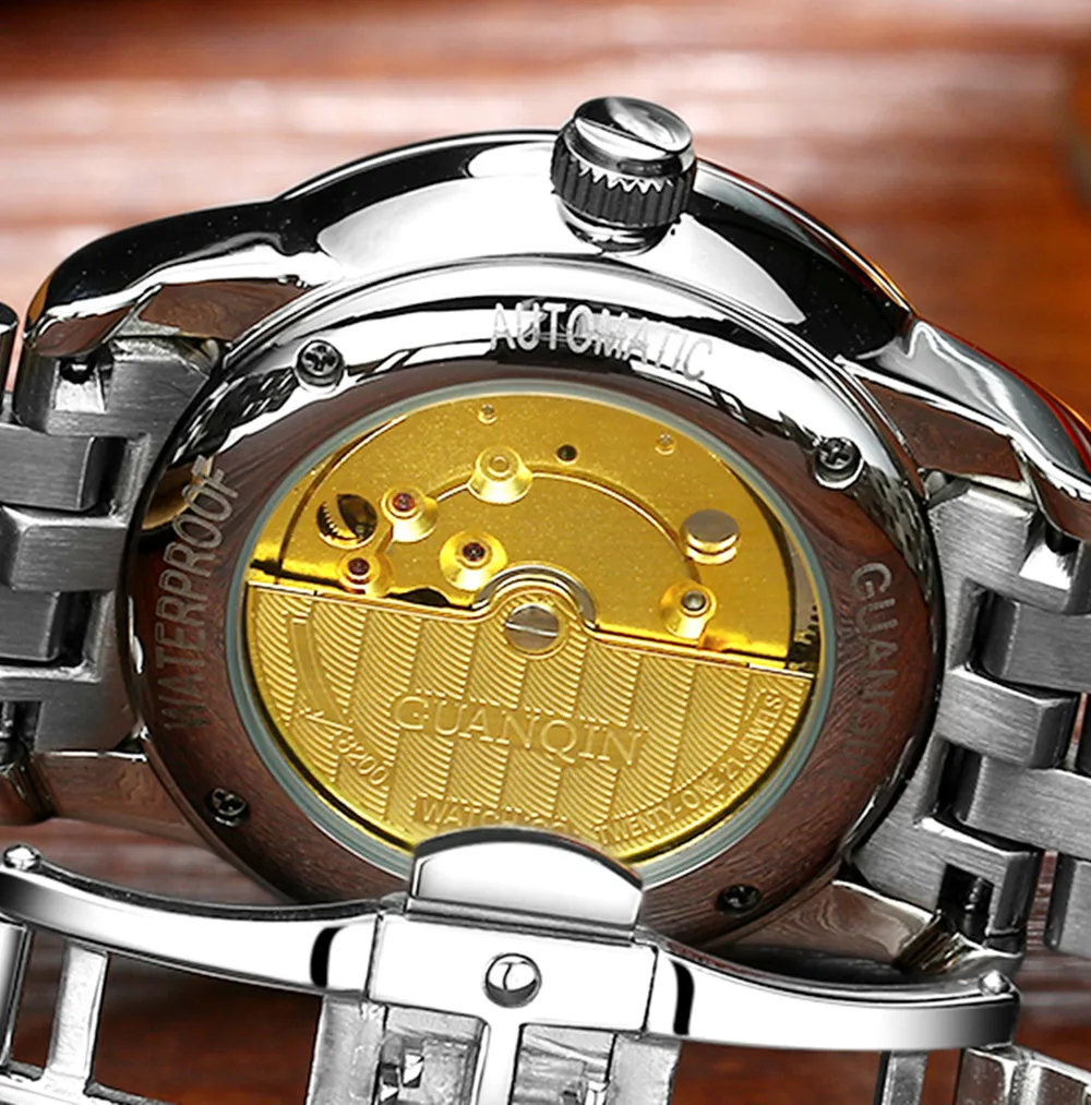 Reloj Hombre GUANQIN автоматические механические светящиеся часы с датой Топ бренд класса