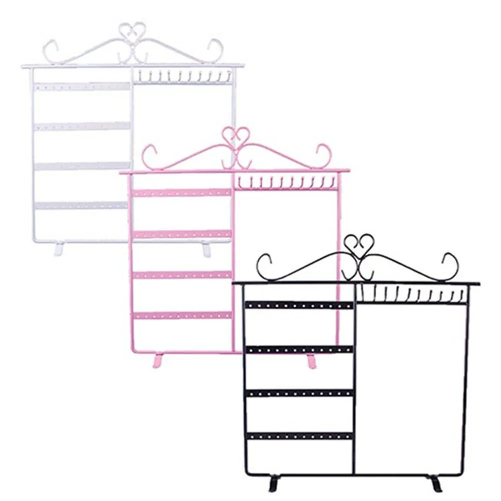 

48 Hole Storage Showcase Necklace Earrings Metal Desk DIY Ornament Free Standing Display Home Jewelry Rack
