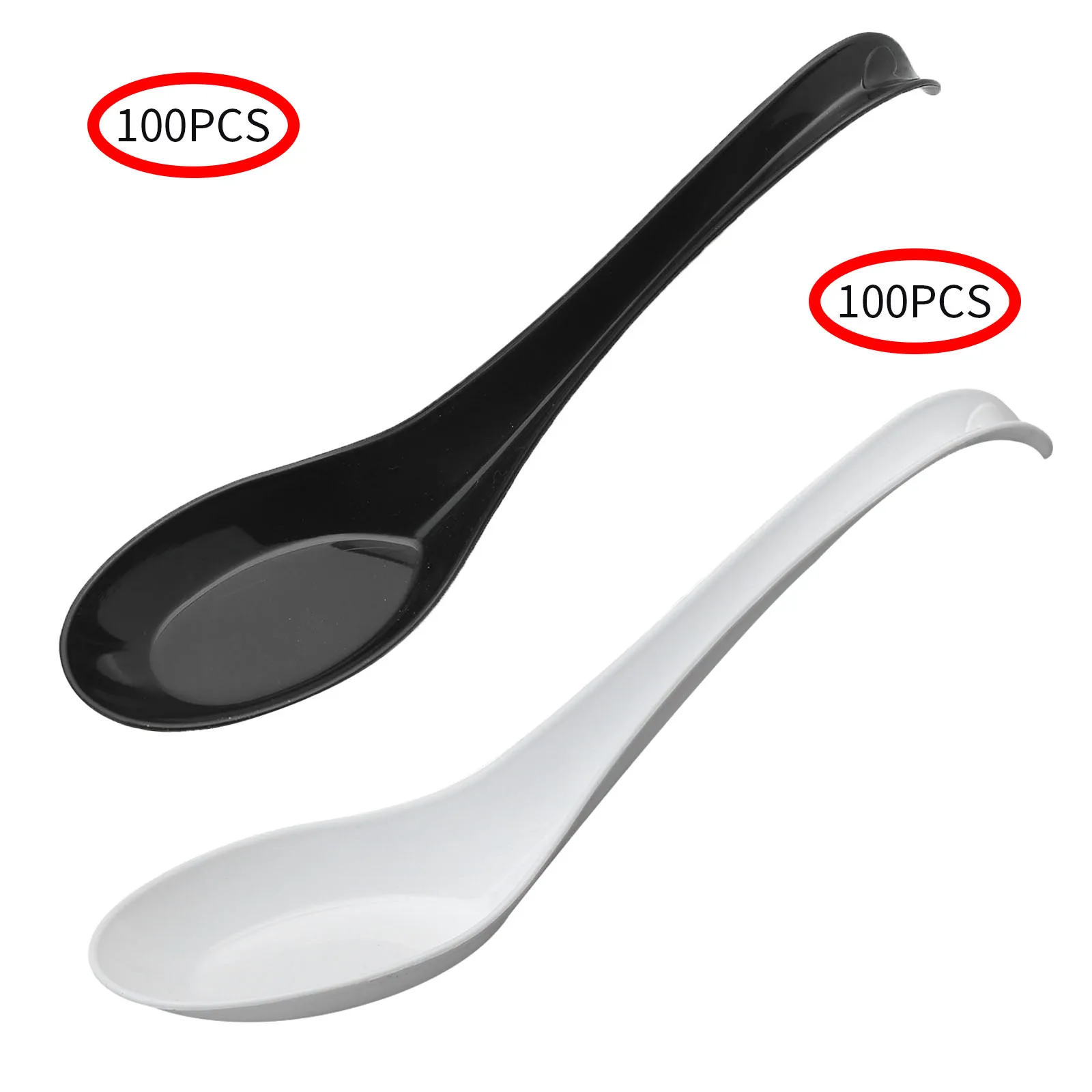 100 ПК ложки с длинной ручкой крюк Пластик комплект антипригарным суповая ложка
