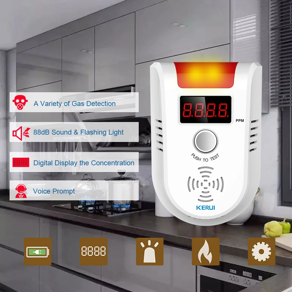 KERUI GD13 утечки газа Сенсор 433 МГц светодиодный Дисплей приложение Smart Life