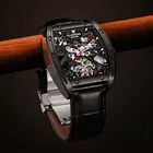 Швейцарские новые часы GUANQIN с короной для пианино Мужские автоматические механические часы полые квадратные легкие Роскошные модные брендовые Мужские часы с кожаным ремешком