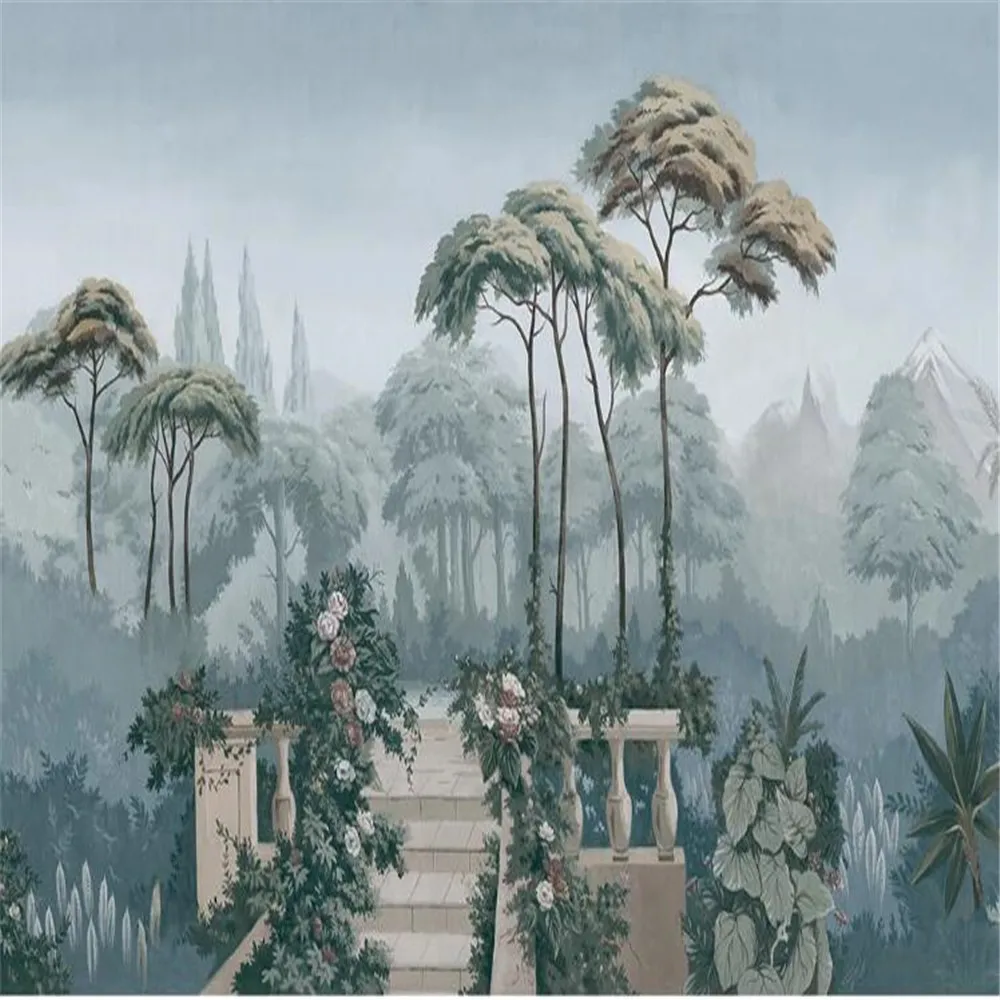 Milofi средневековая ручная роспись тропические джунгли листья фон украшение стены