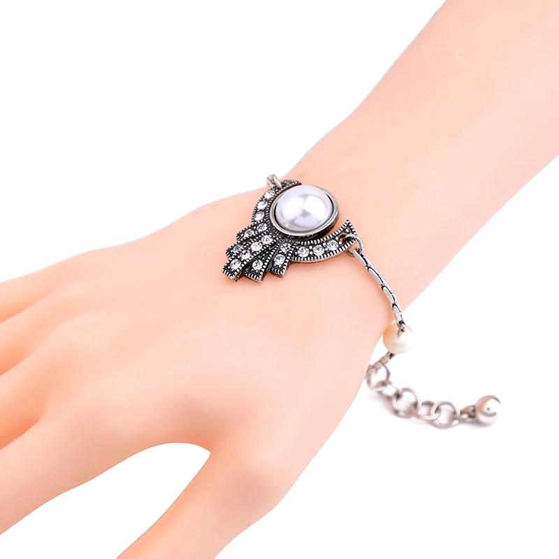 Богемный Винтажный серебряный Регулируемый акриловый браслет для женщин