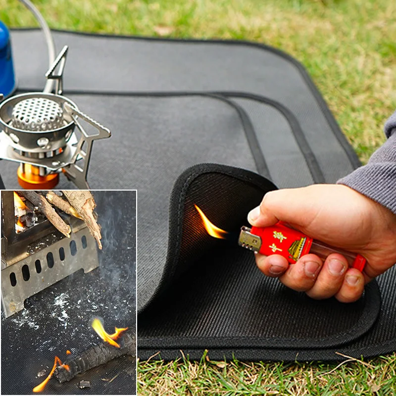 

Outdoor Camping Fireproof Grill Mat Cloth Flame Retardant Ember Mat Blanket Heat Insulation Pad for Outdoors Picnic Barbecue