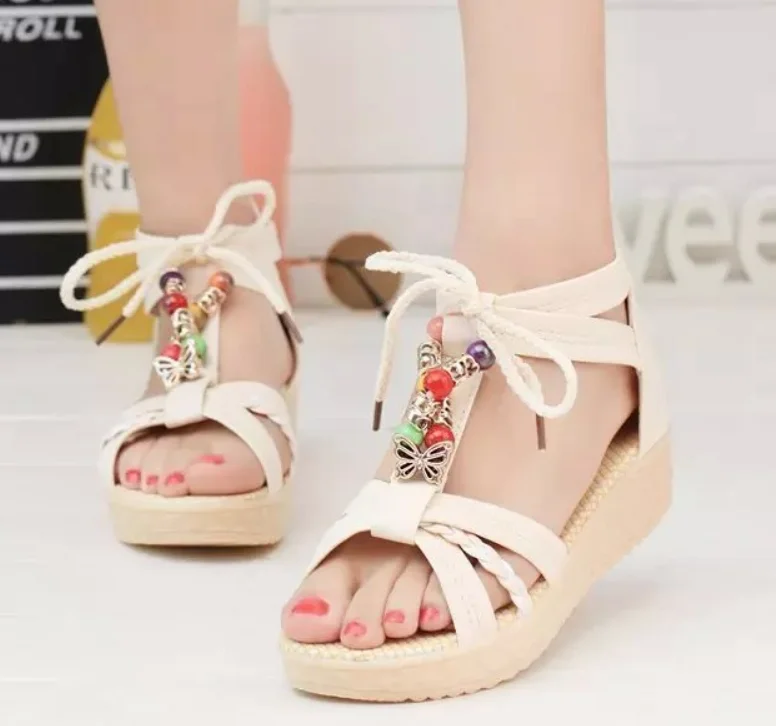 Летние удобные сандалии на платформе Женские танкетке Повседневная женская