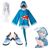 hololive eng gawr gura cosplay costume shark hat suit hololiveen anime costumes girl women cute blue body shark