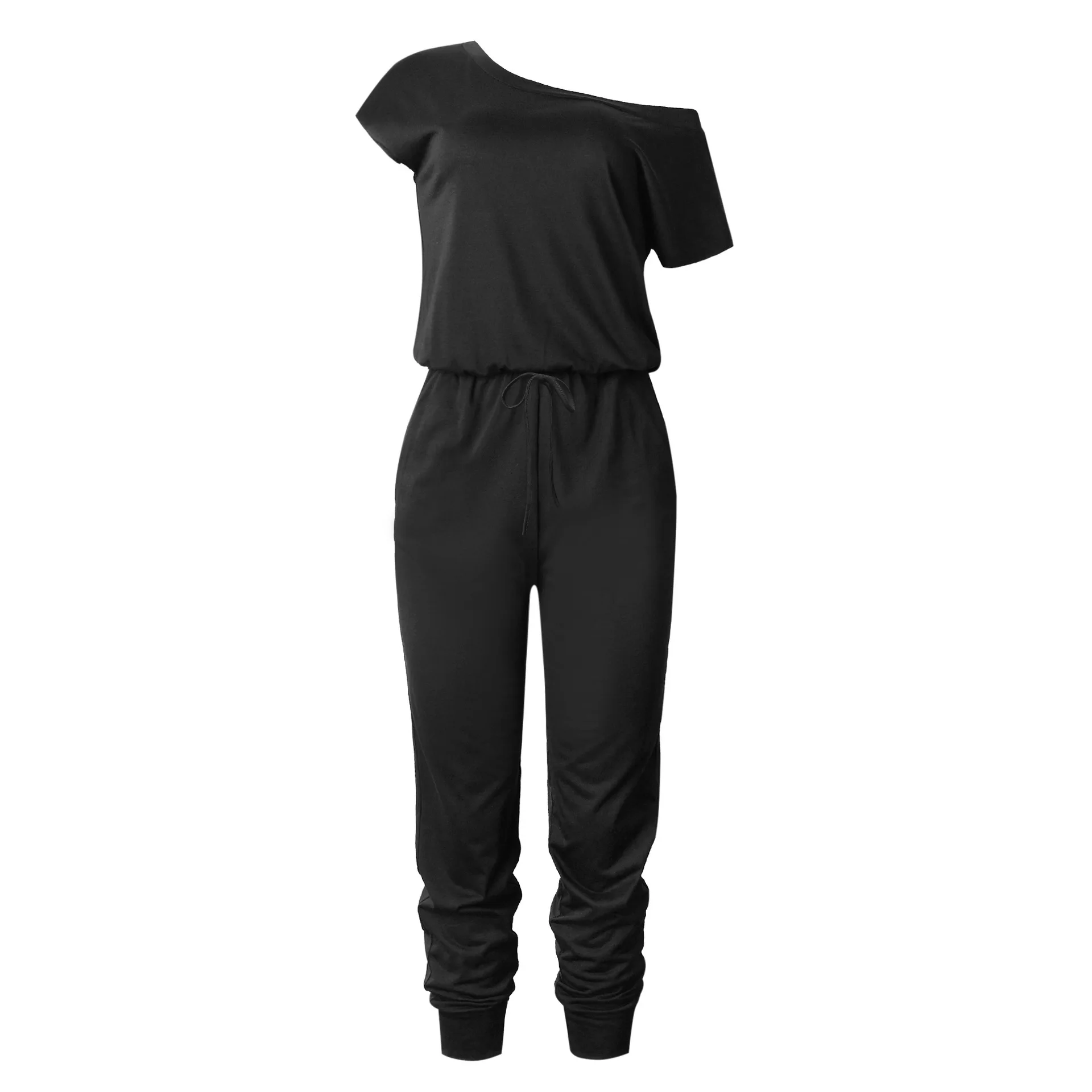 

8 colors new new products spring/summer 2021 fashion pocket round neck women's jumpsuit