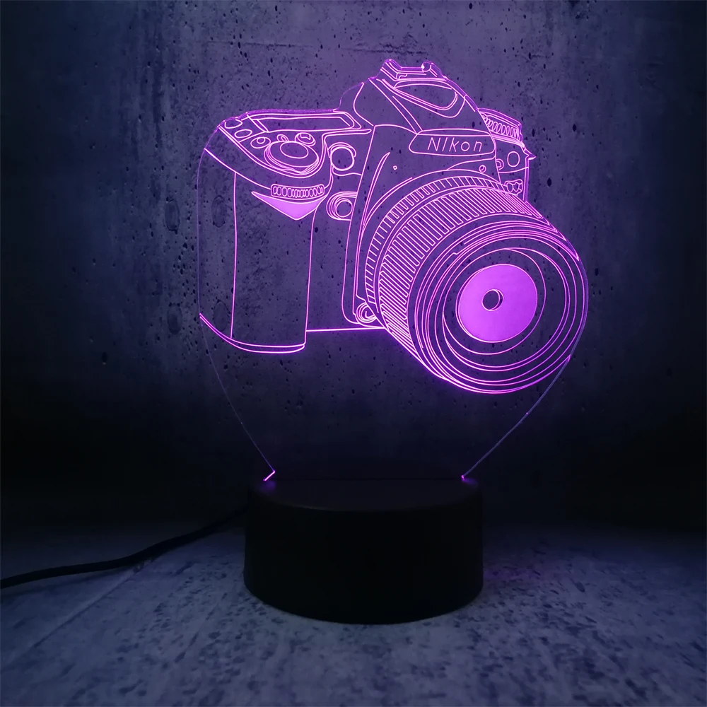 Светодиодный светильник для камеры Nikon креативная 3d лампа светодиодный USB ночник